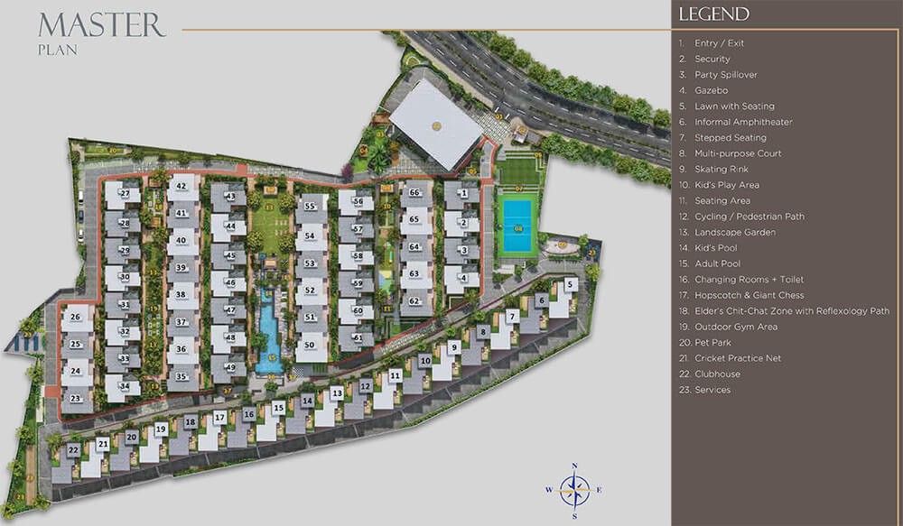 Sattva Springs Master Plan - villa layout and green spaces Sattva Springs Master Plan - villa layout and green spaces